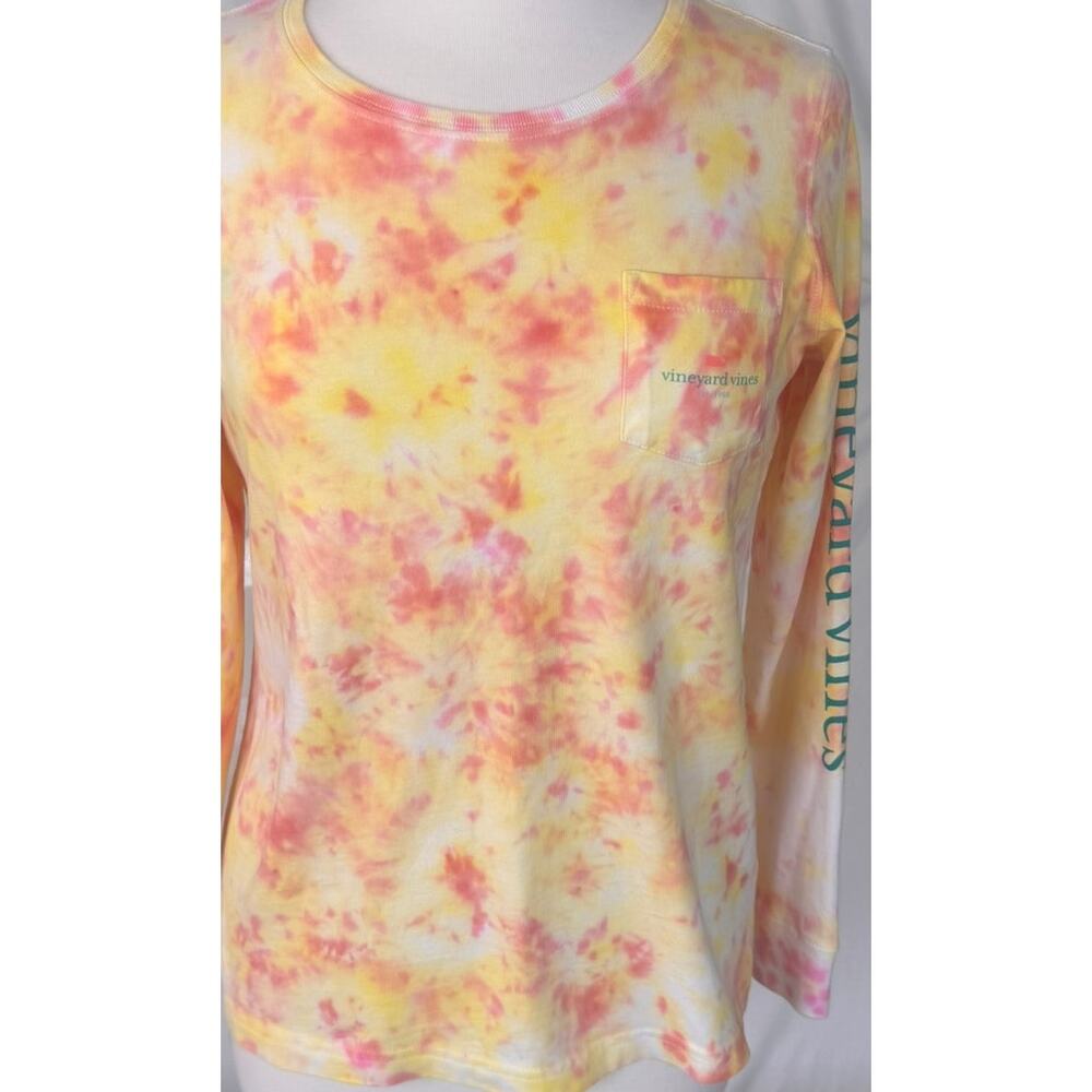 Vineyard Vines Womens XS Yellow Tie Dye Long Sleeve TShirt 100% Cotton - Picture 3 of 9